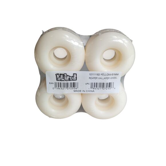 Blind Reaper Set Of 4 Wallaper 51mm Skateboard Wheels 10111182-Yellow New/Sealed - Picture 2 of 2